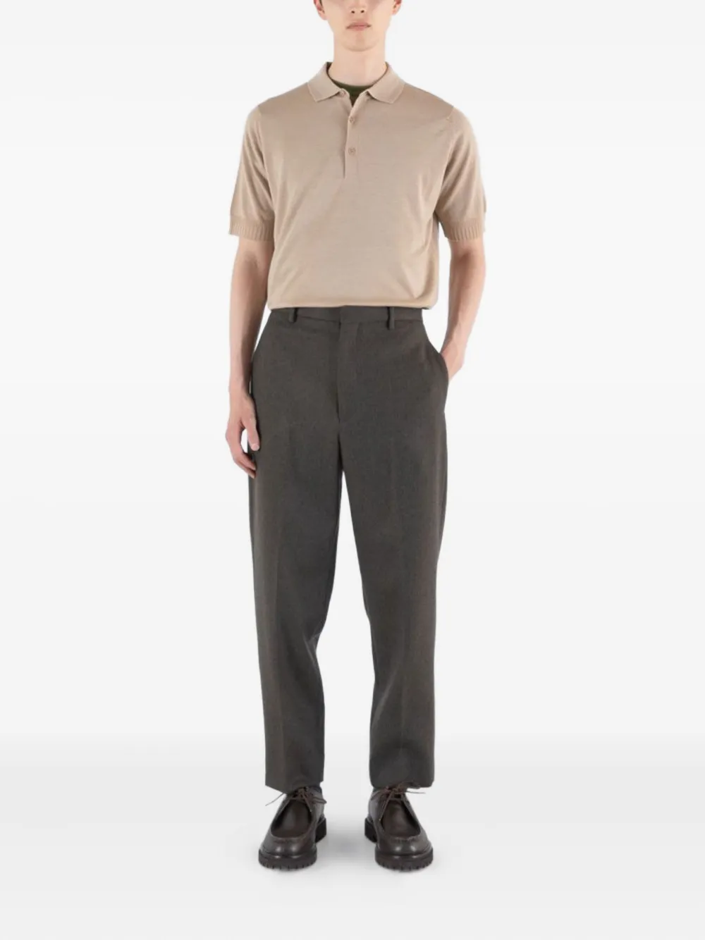 John Smedley short-sleeved merino-wool polo shirt - Beige