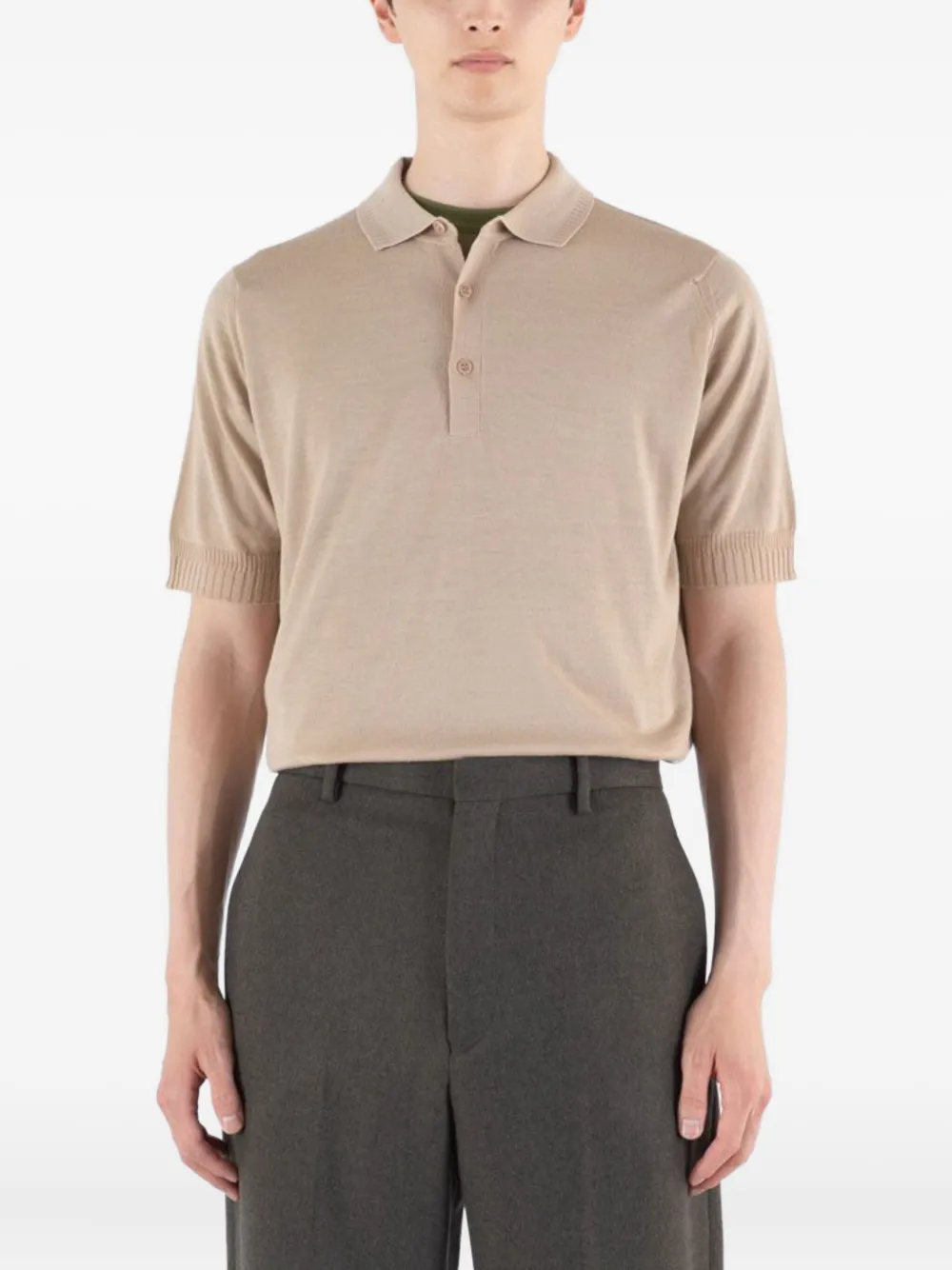 John Smedley Short-sleeved Merino-wool Polo Shirt In Neutral