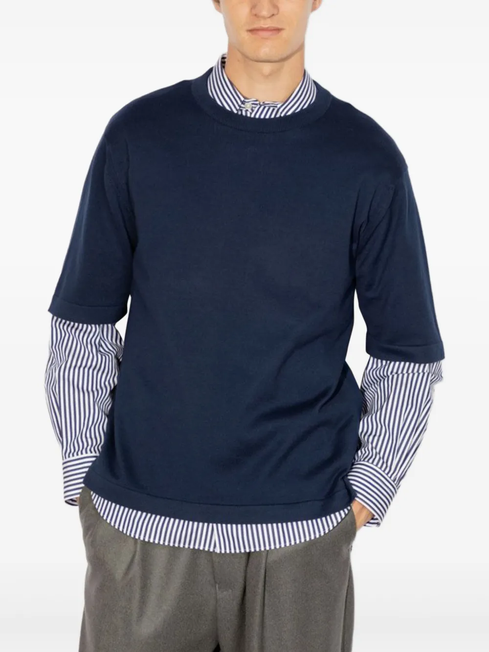 John Smedley T-shirt met ronde hals Blauw