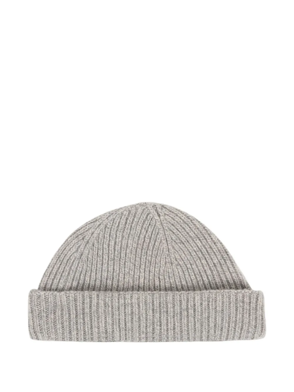 John Smedley Ribbed Beanie Hat In Gray