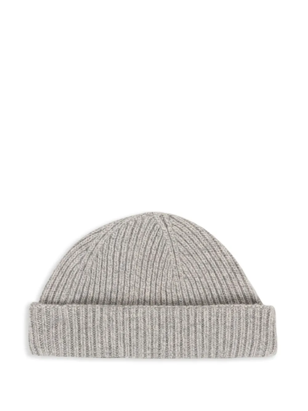 John Smedley ribbed beanie hat | Grey | Image 1