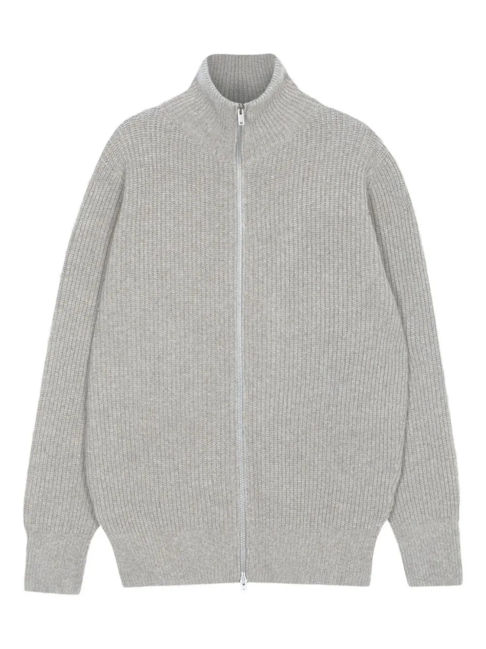 John Smedley Mallam Ribbed Zip-up Sweater In Gray