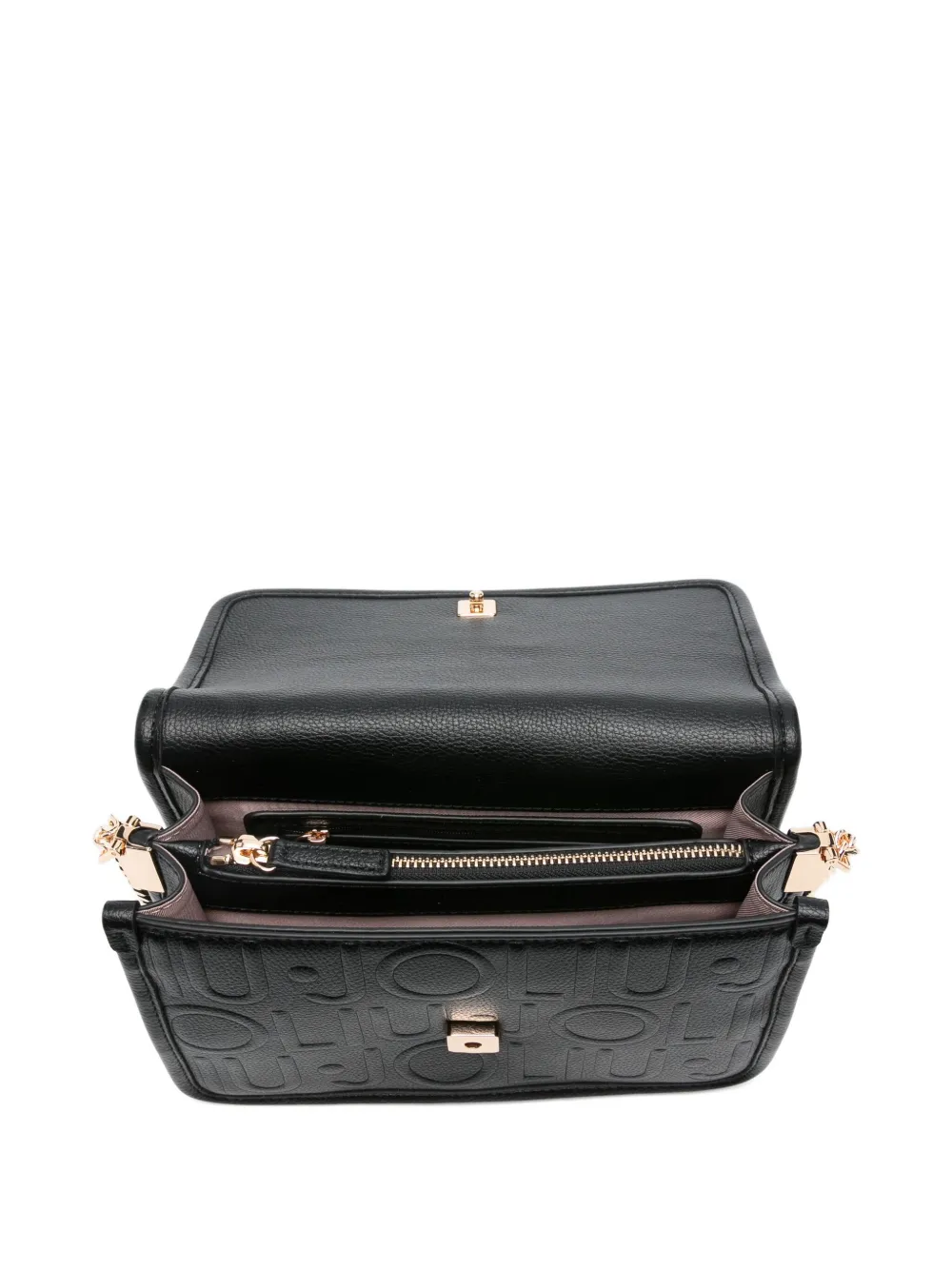 Liu •jo Logo-plaque Embossed Shoulder Bag In Black