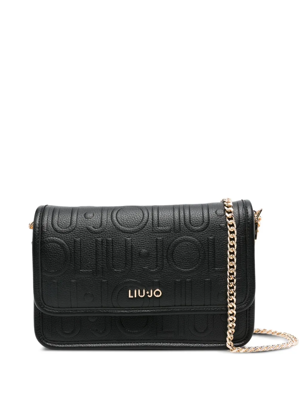 Liu •jo Logo-plaque Embossed Shoulder Bag In Black