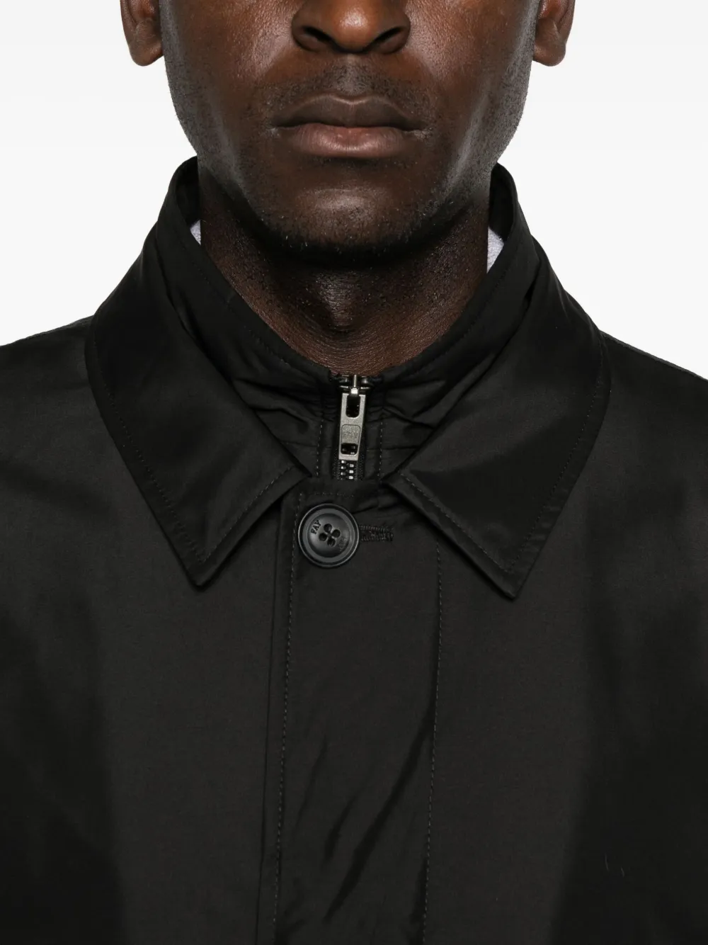 Fay Men Morning Coat In Technical Poplin In Black