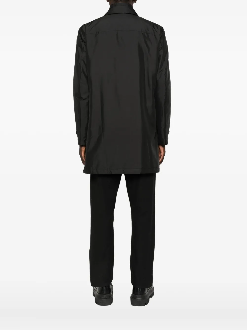Fay Men Morning Coat In Technical Poplin In Black