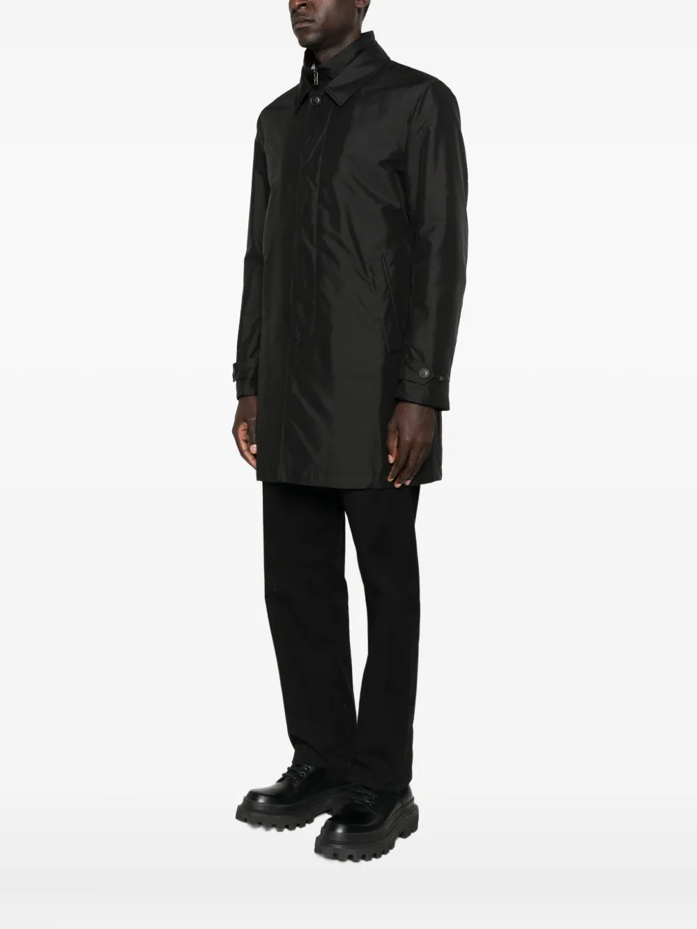 Fay Men Morning Coat In Technical Poplin In Black