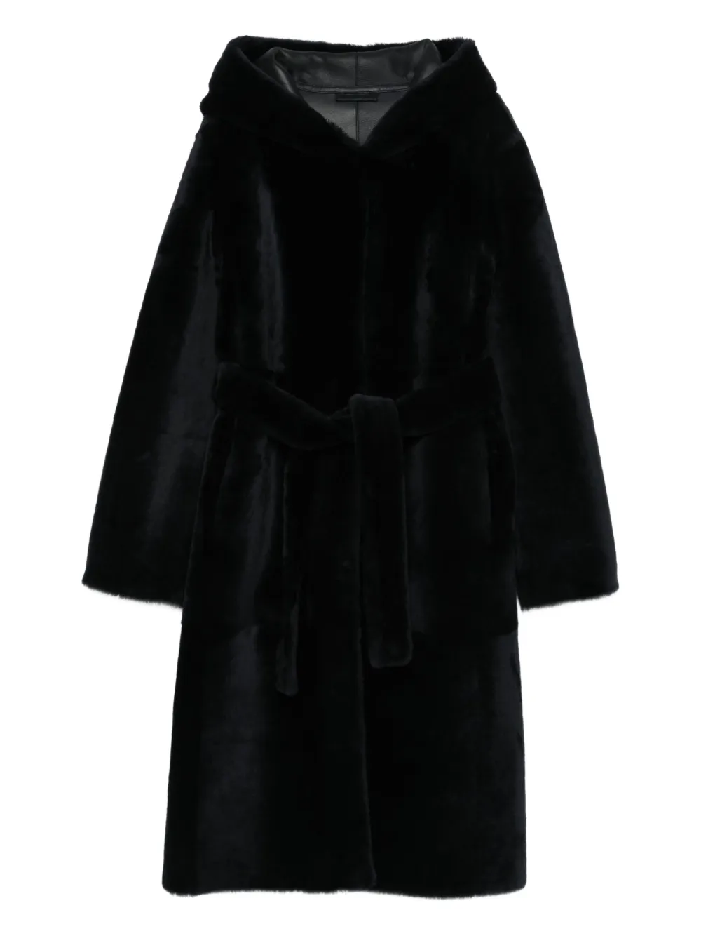 Liska hooded belted coat | Blue | Image 1