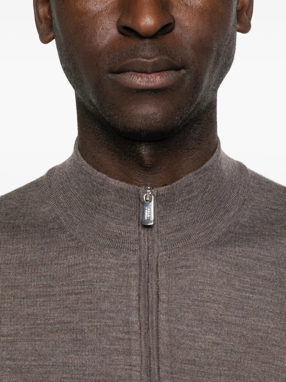 Fedeli Vest met hoge hals en rits Bruin