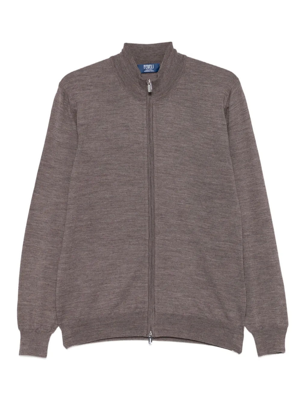 Fedeli zip-front high-neck cardigan | Brown | Image 1