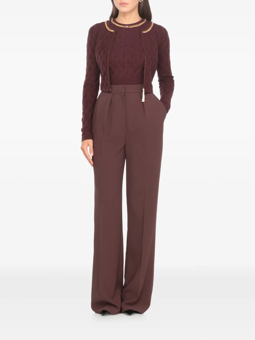 Elisabetta Franchi wide-leg high-waisted trousers - Rood