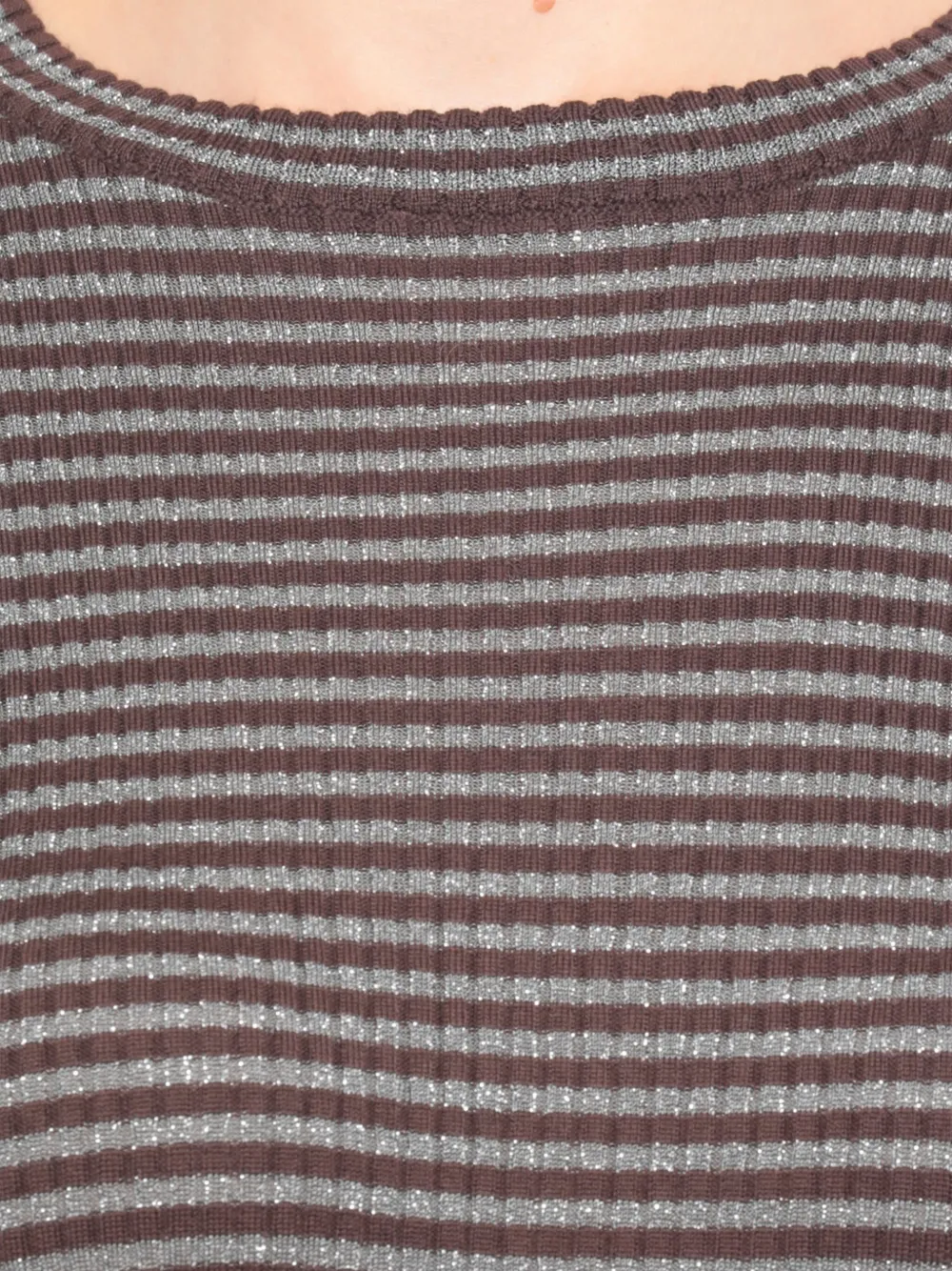 Brunello Cucinelli Striped Knit Sweater Ribbed Texture In Black
