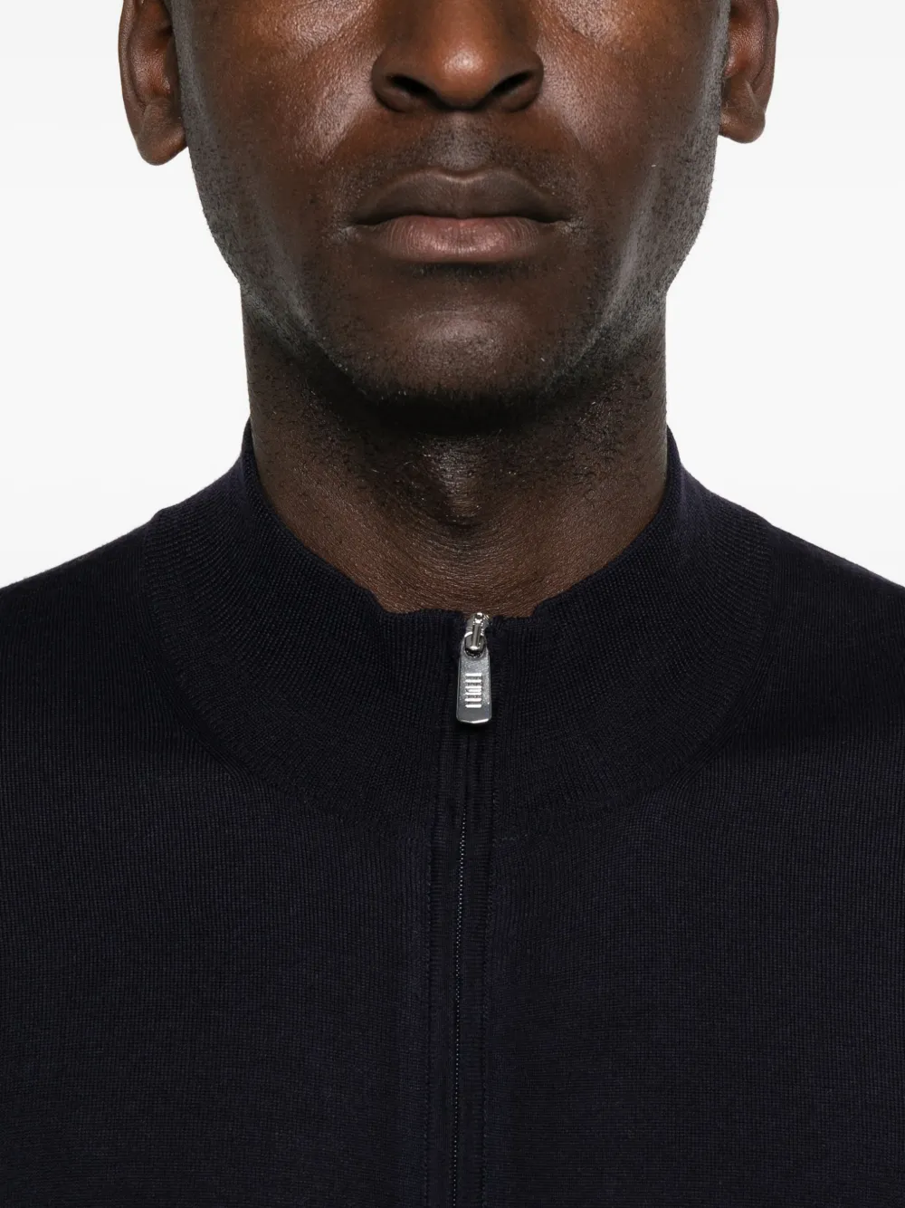 Fedeli Trui met vlakken en rits Blauw