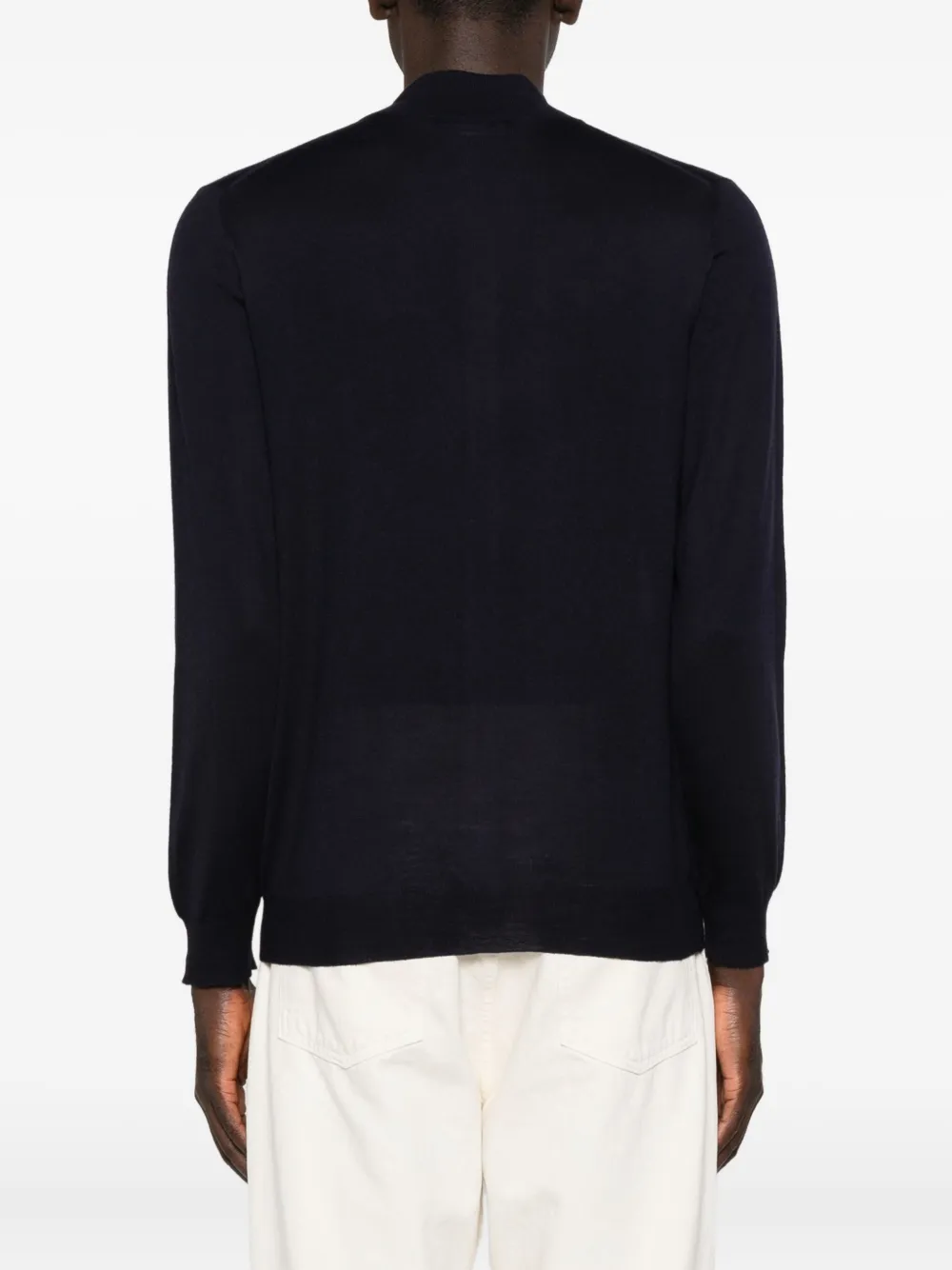 Fedeli Trui met vlakken en rits Blauw