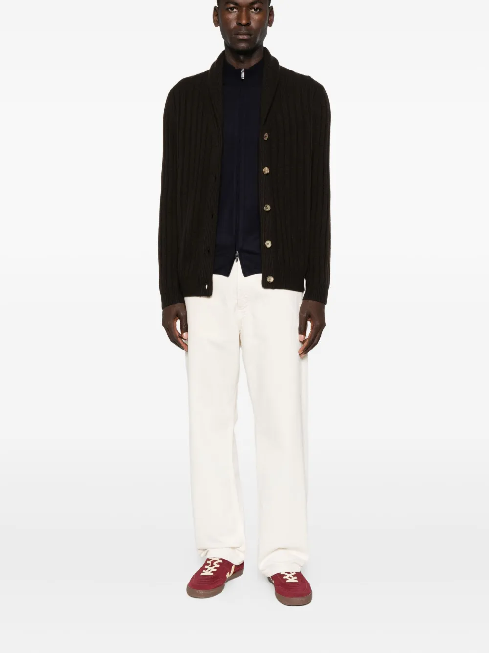 Fedeli Zip-front Panelled Sweater In Blue
