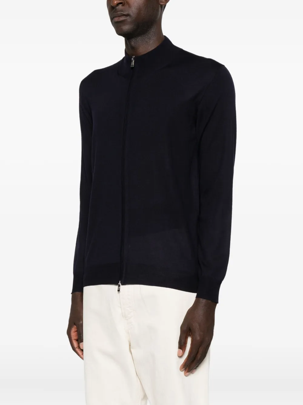 Fedeli Trui met vlakken en rits Blauw