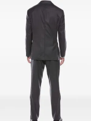 希少★ ブルネロクチネリ ダブルスーツ シルク ウィンドウペン 格子柄 ブラウン SILVER LINE】シルク小紋ネクタイ 8.0cm幅/ワイン（S24SA