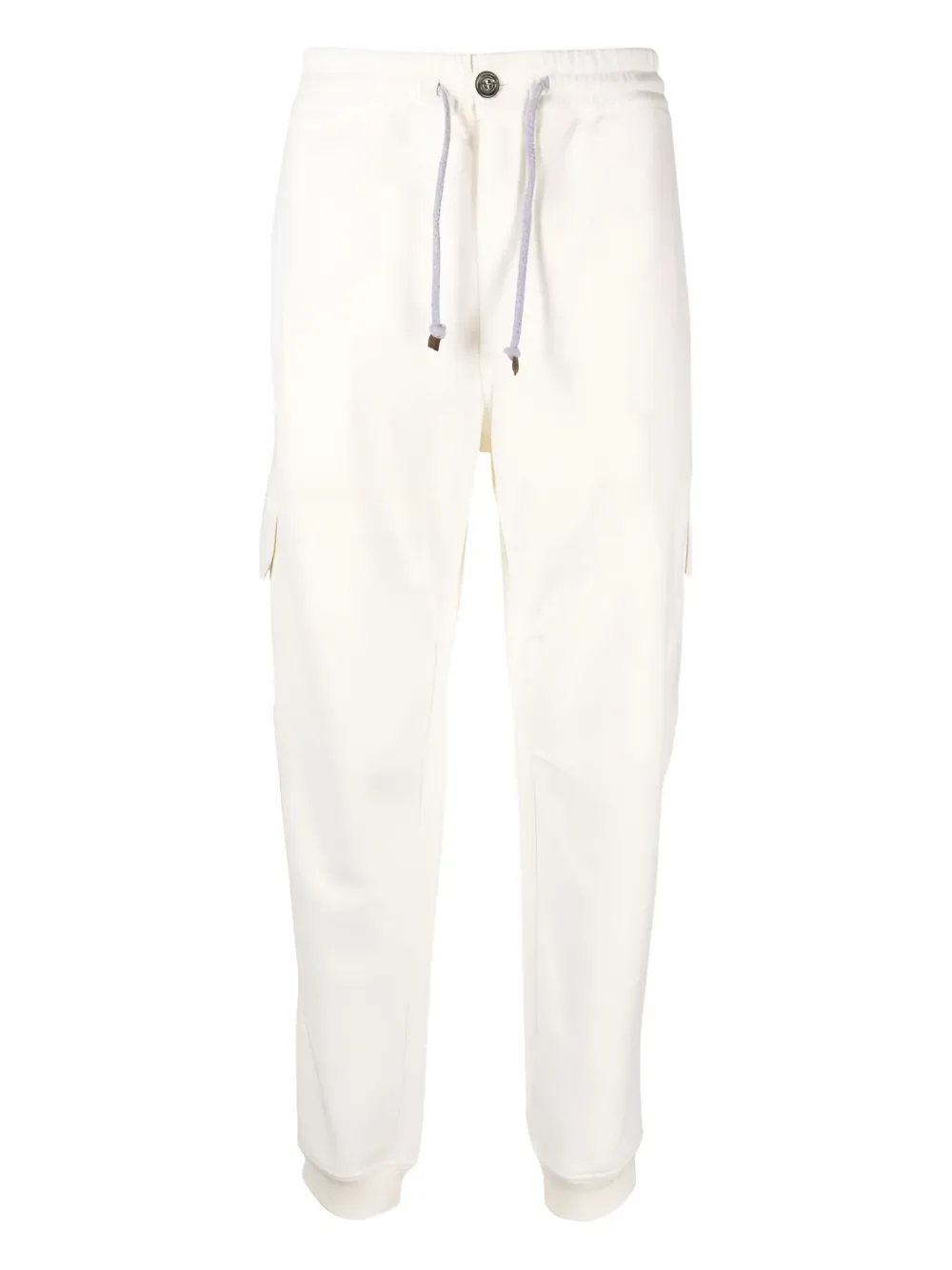 Brunello Cucinelli Drawstring Cargo Cotton Joggers In White