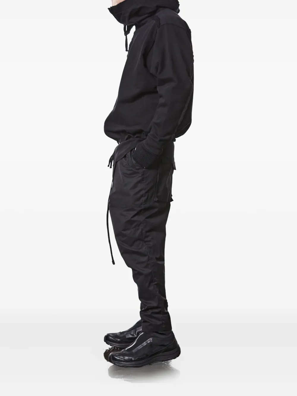 Thom Krom Frayed High-neck Zip-up Jacket In Black