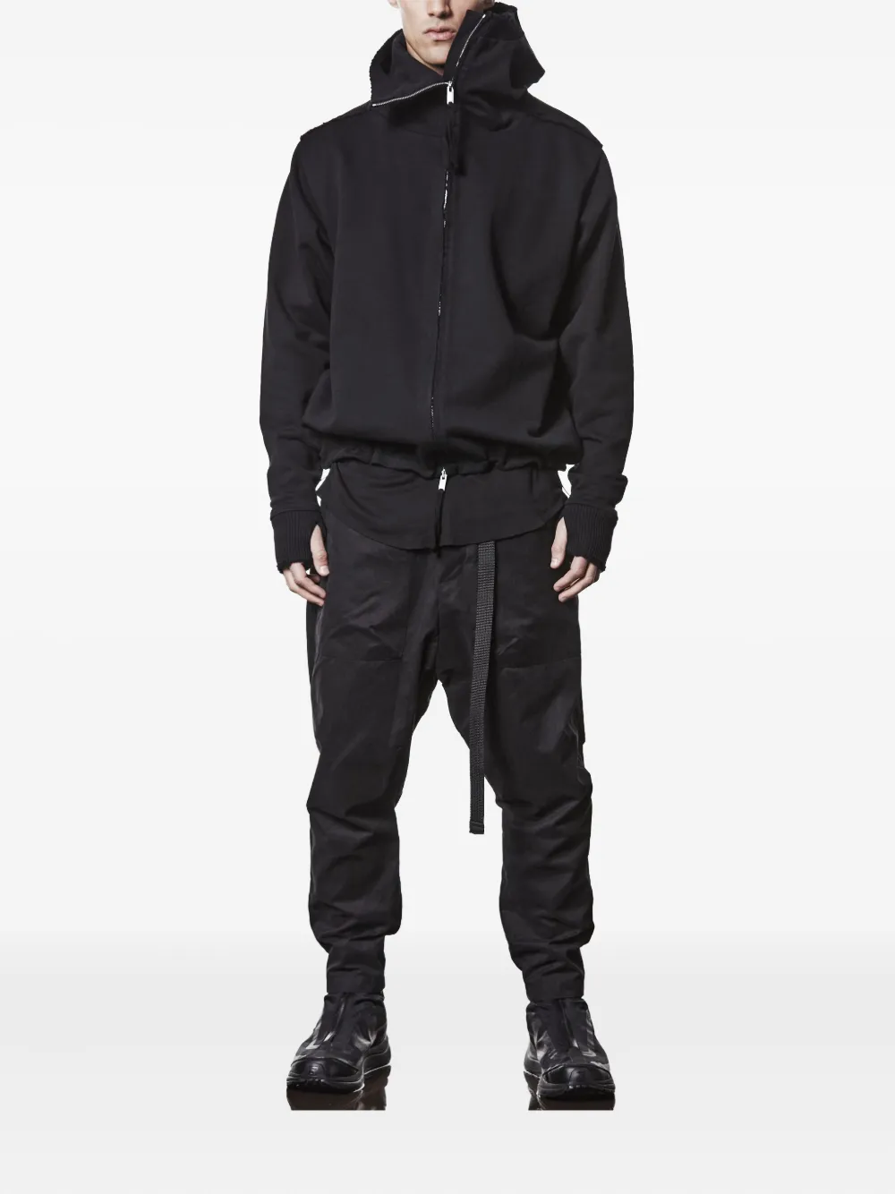 Thom Krom Frayed High-neck Zip-up Jacket In Black