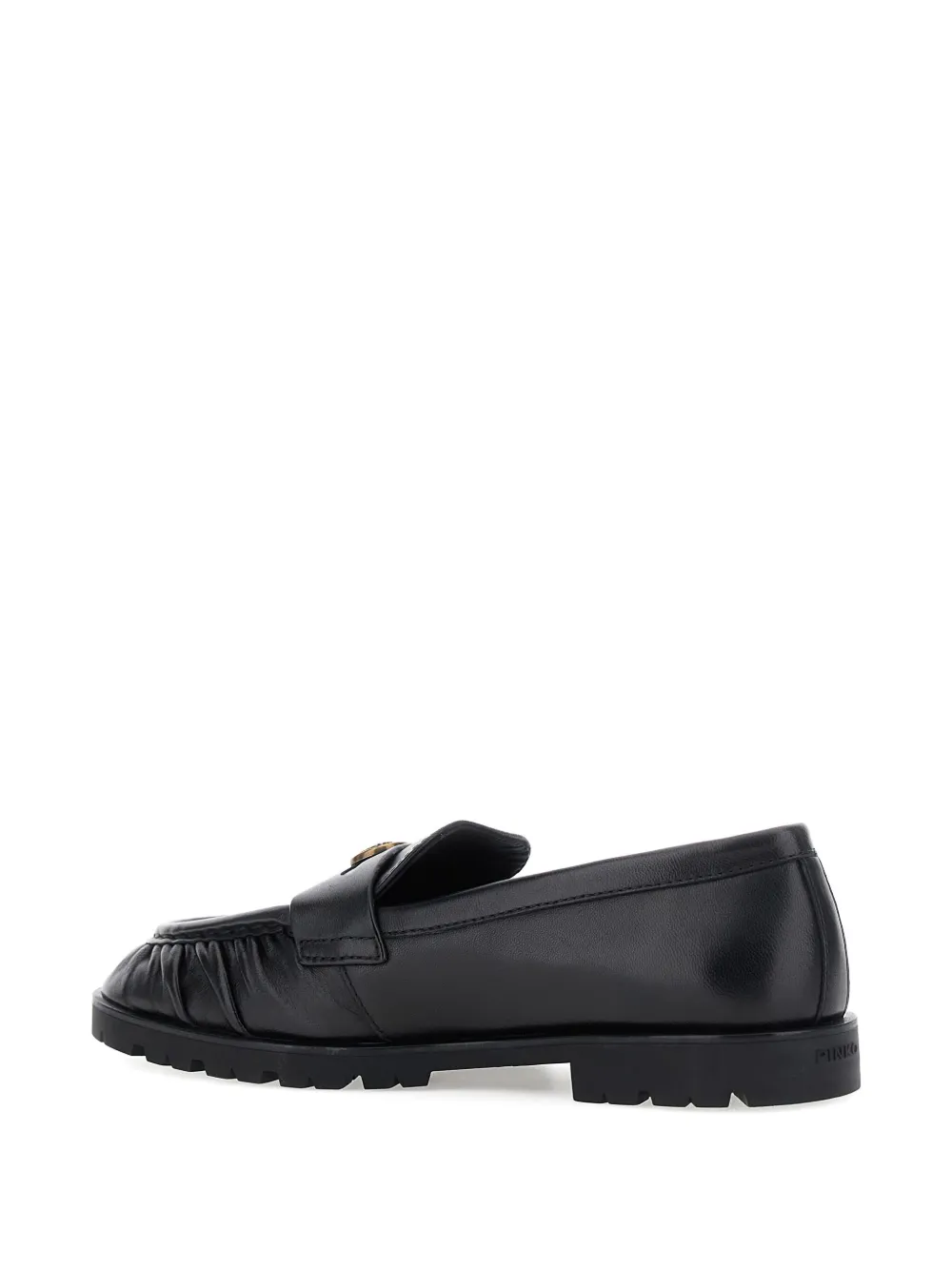 PINKO Nora pleated logo loafers Black