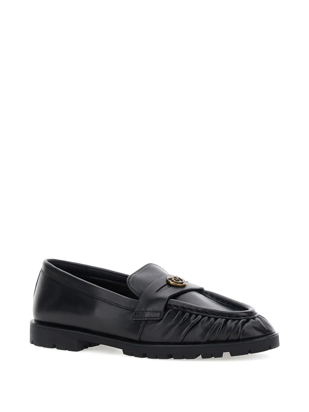 PINKO Nora pleated logo loafers - Zwart