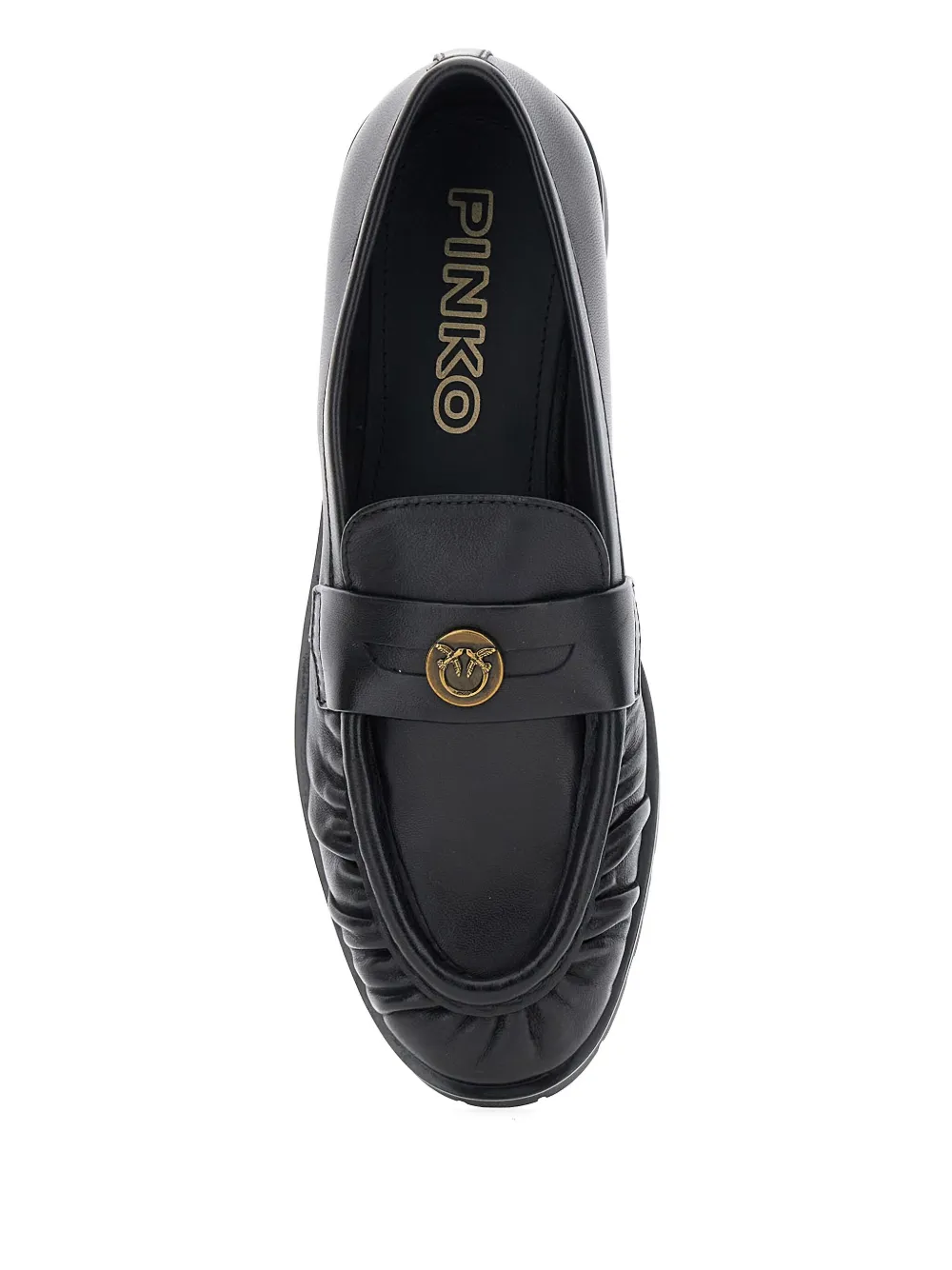 PINKO Nora pleated logo loafers Black