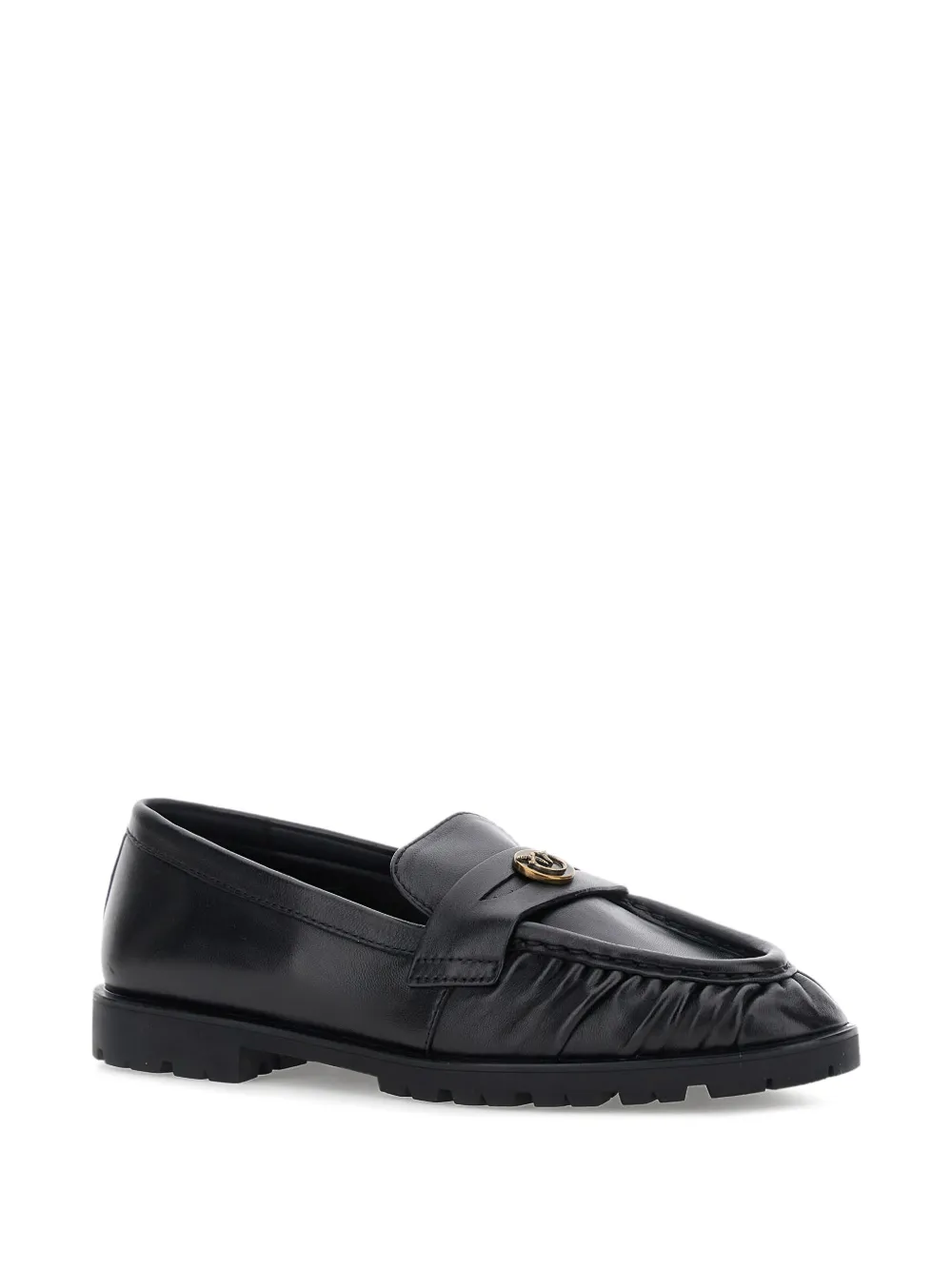 PINKO Nora geplooide loafers met logo Zwart