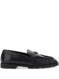 PINKO Nora pleated logo loafers - Black