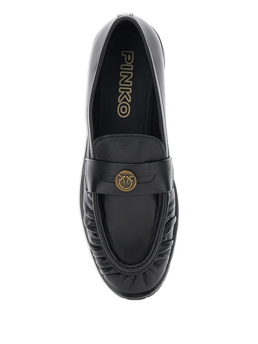 PINKO Nora geplooide loafers met logo Zwart