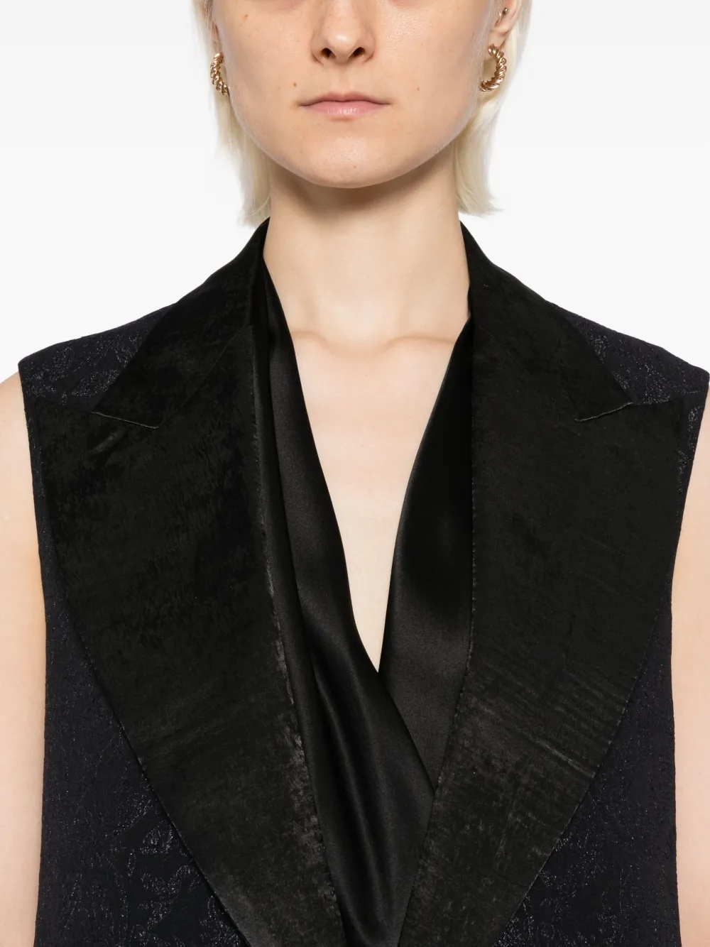 Blaklace Floral-print Waistcoat In Black