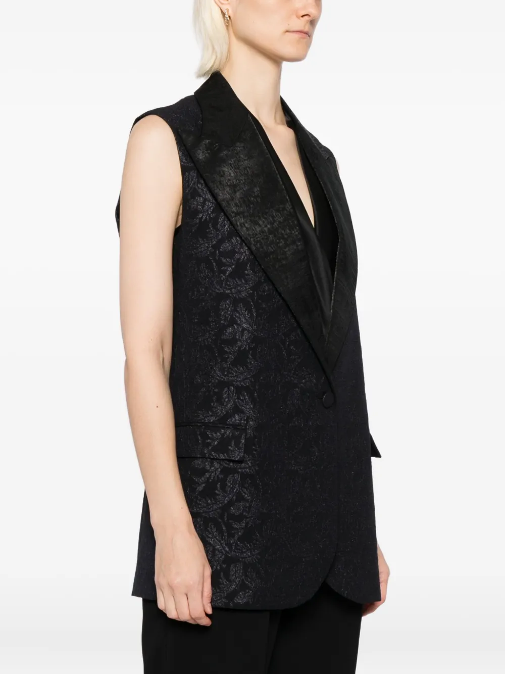 Blaklace Floral-print Waistcoat In Black