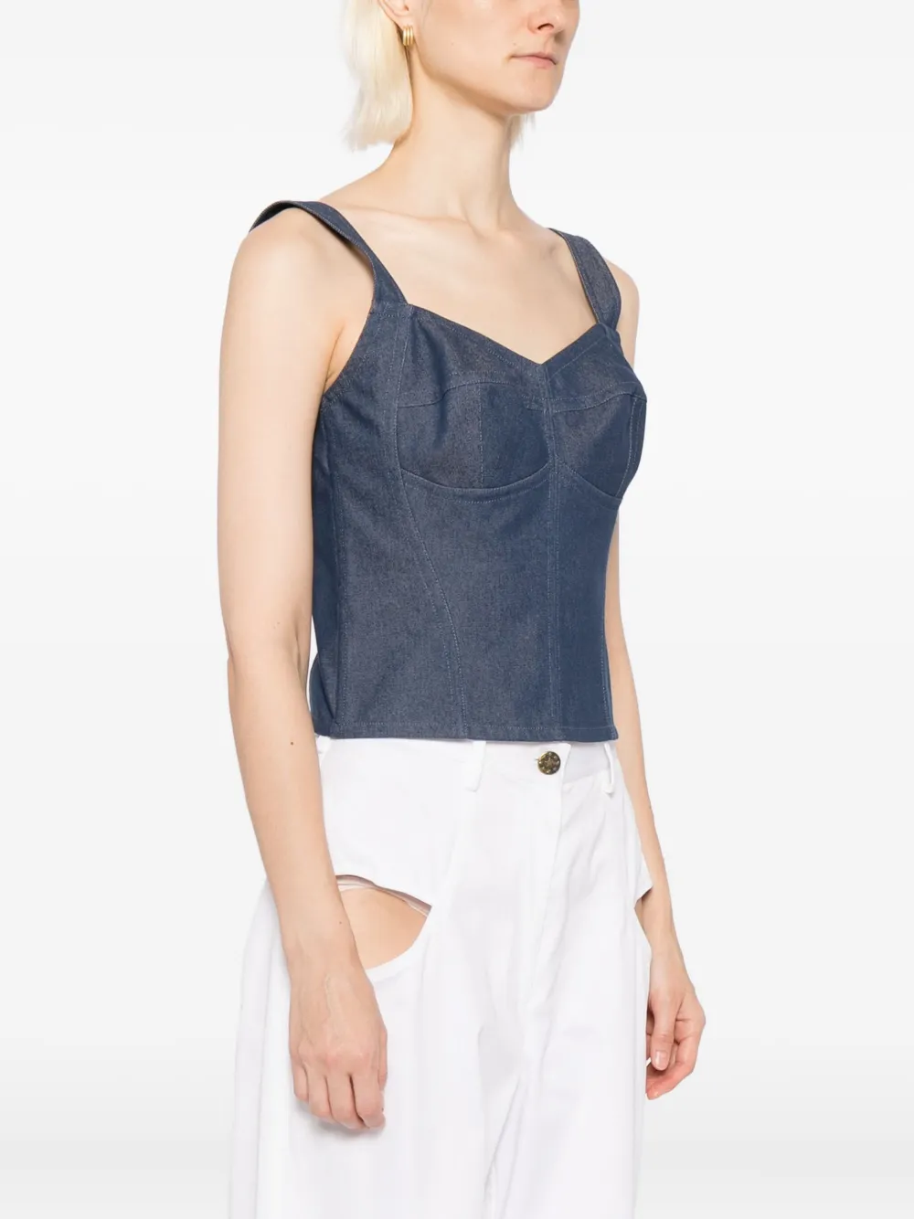 Blaklace Denim Tank Top In Blue