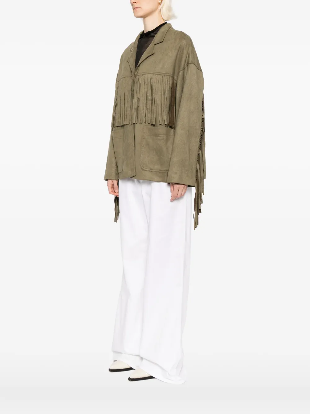 Blaklace Boho-fringe Jacket In Green