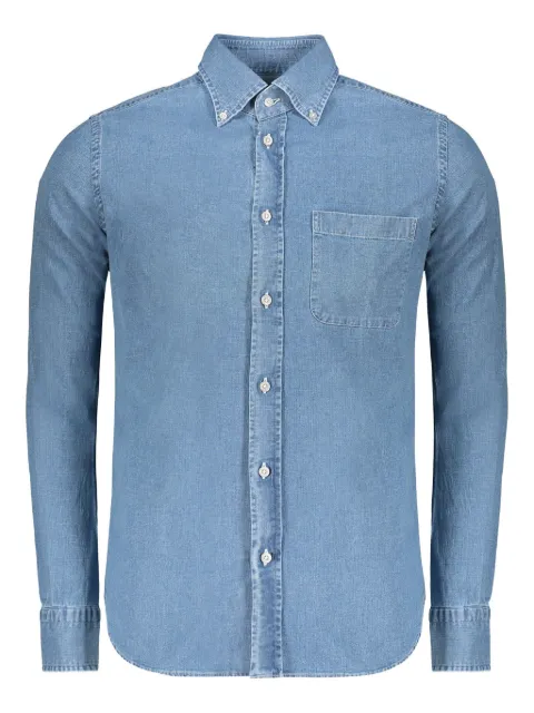 Moorer rounded-hem denim shirt