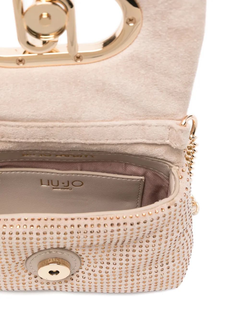 Liu •jo Mini Crystal-embellished Cross-body Bag In Neutral