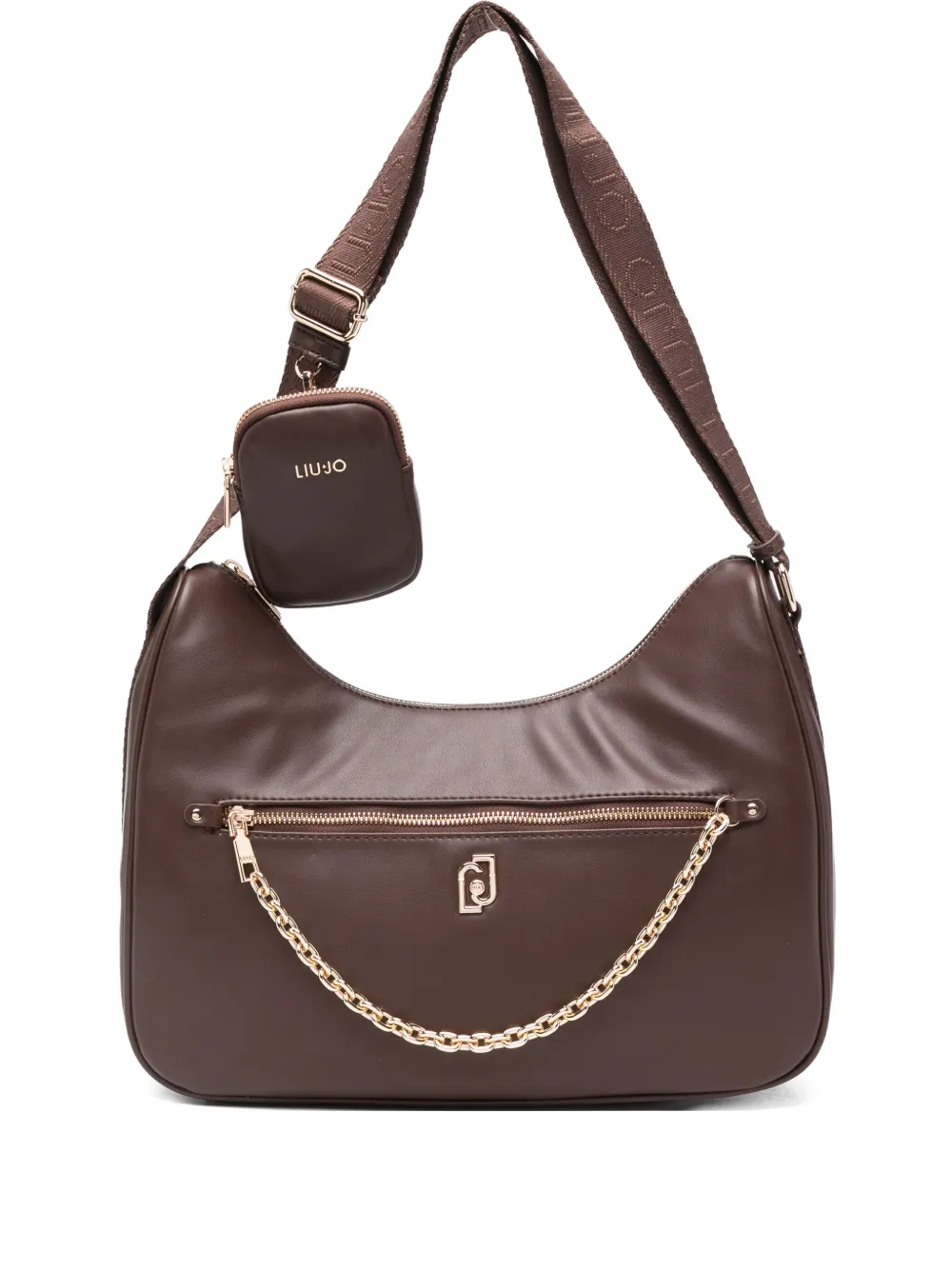 Liu •jo Medium Chain-embellished Shoulder Bag In Brown