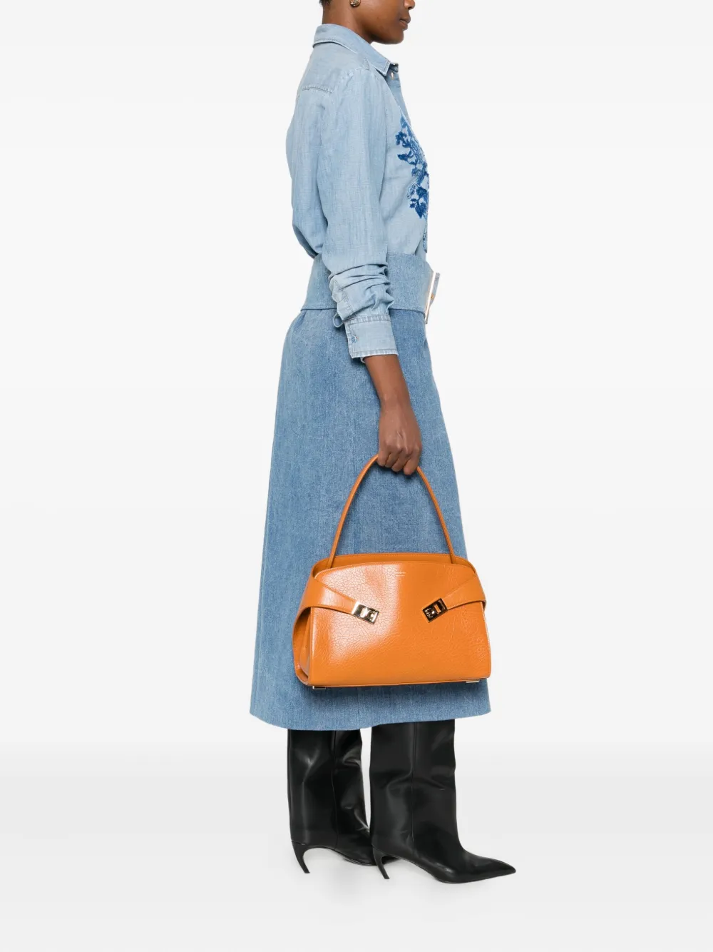 Ferragamo Hug curved-top clasp tote bag - Oranje