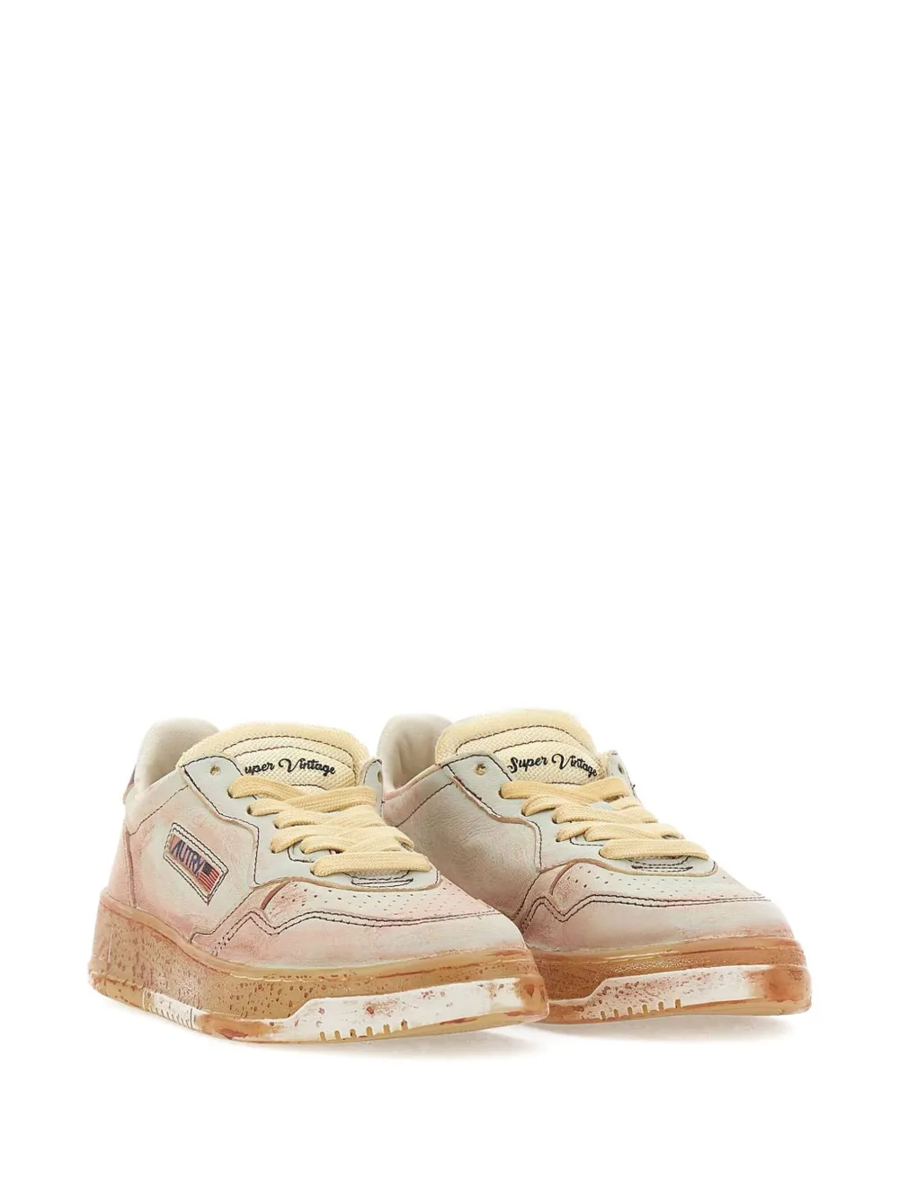 Autry leather panelled sneakers - Beige