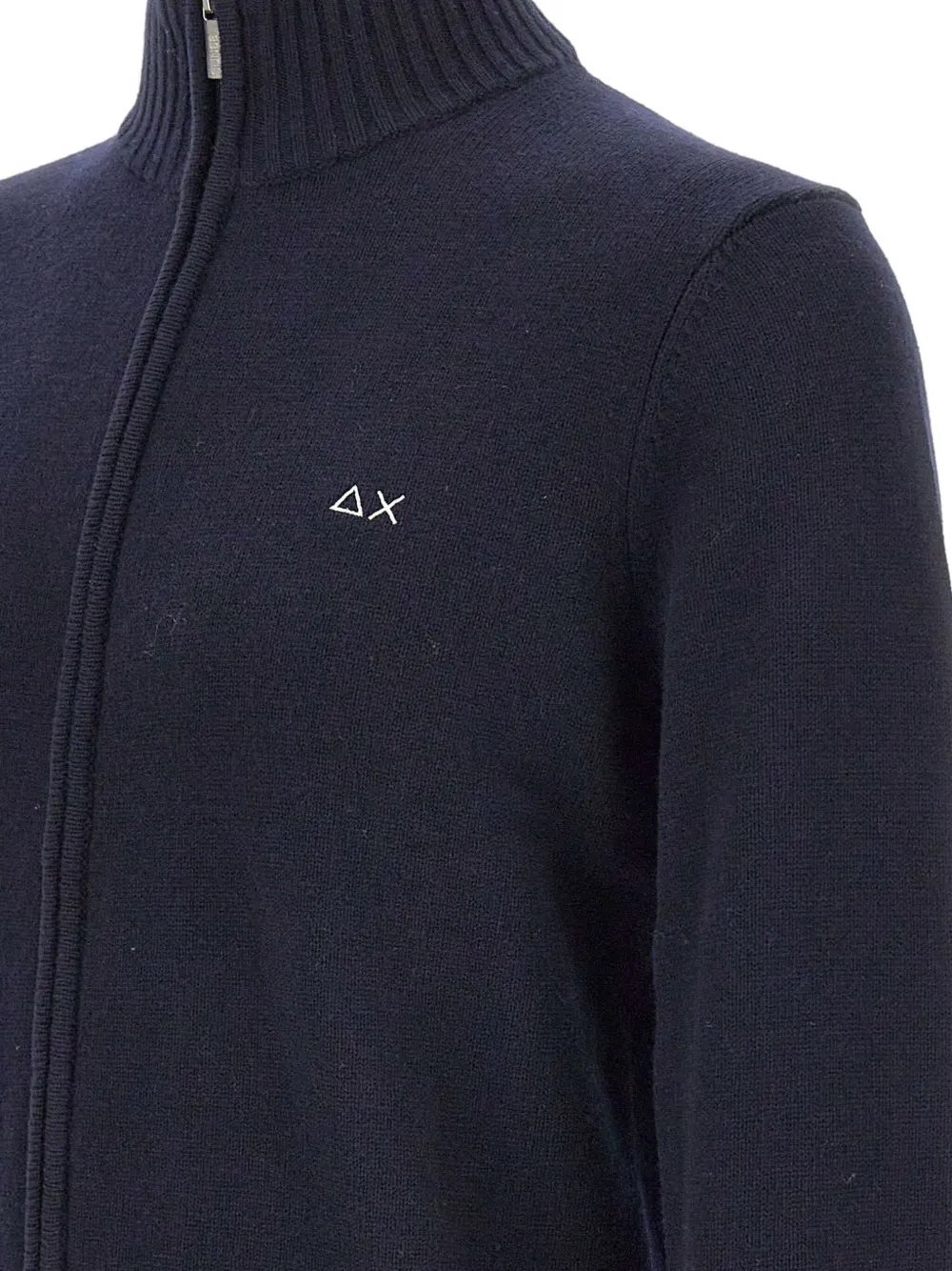 Sun 68 High-neck Zip-up Cardigan In Blue