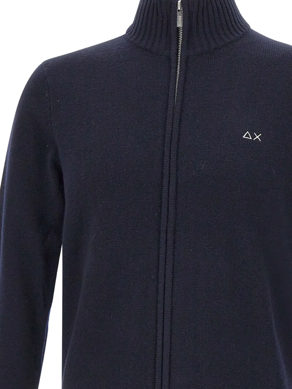 Sun 68 High-neck Zip-up Cardigan In Blue