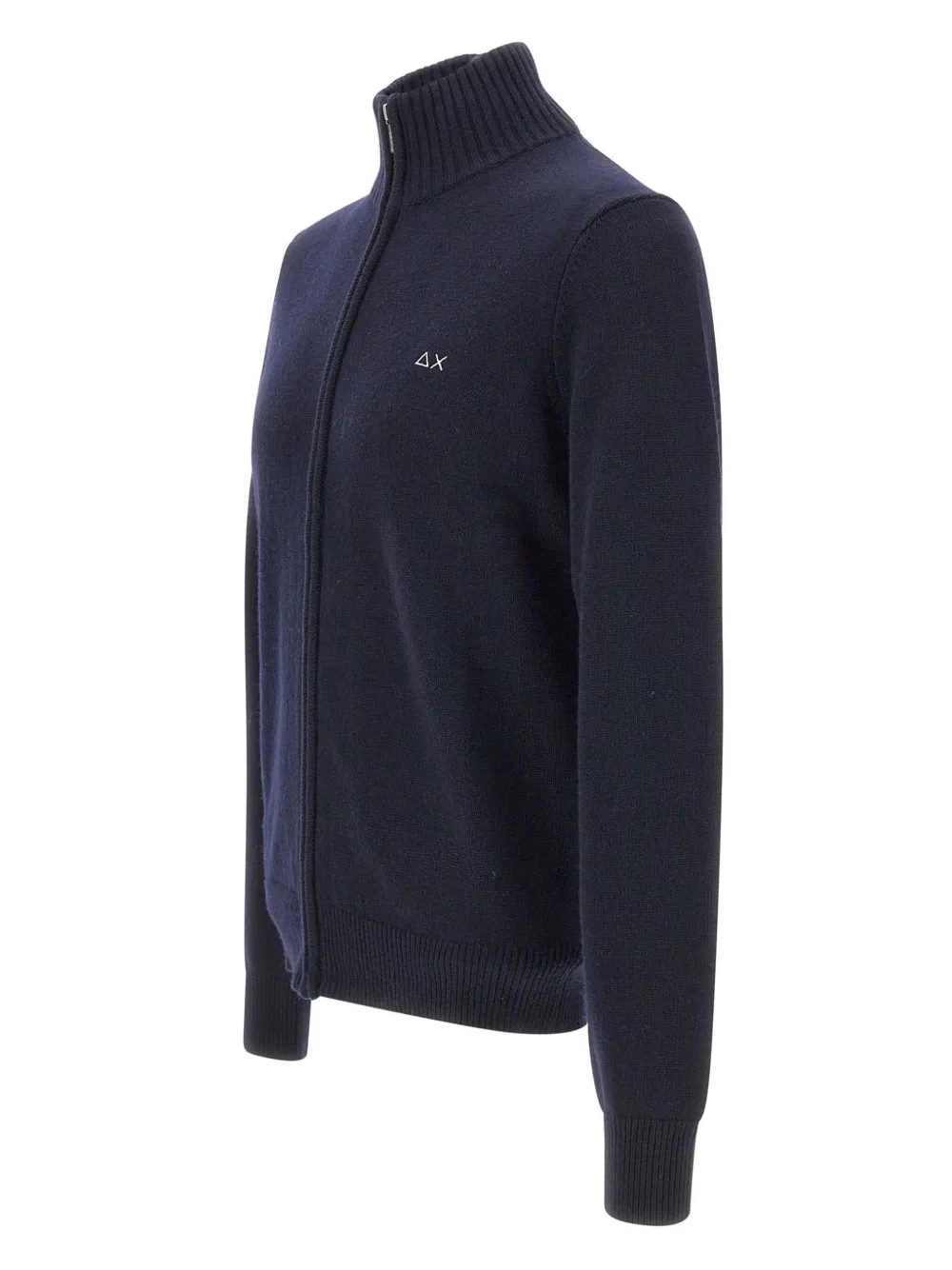 Sun 68 High-neck Zip-up Cardigan In Blue