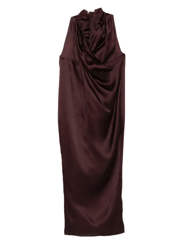 khaite brown dress KHAITE Melina Dress in Bark - Brown Designer Dress
