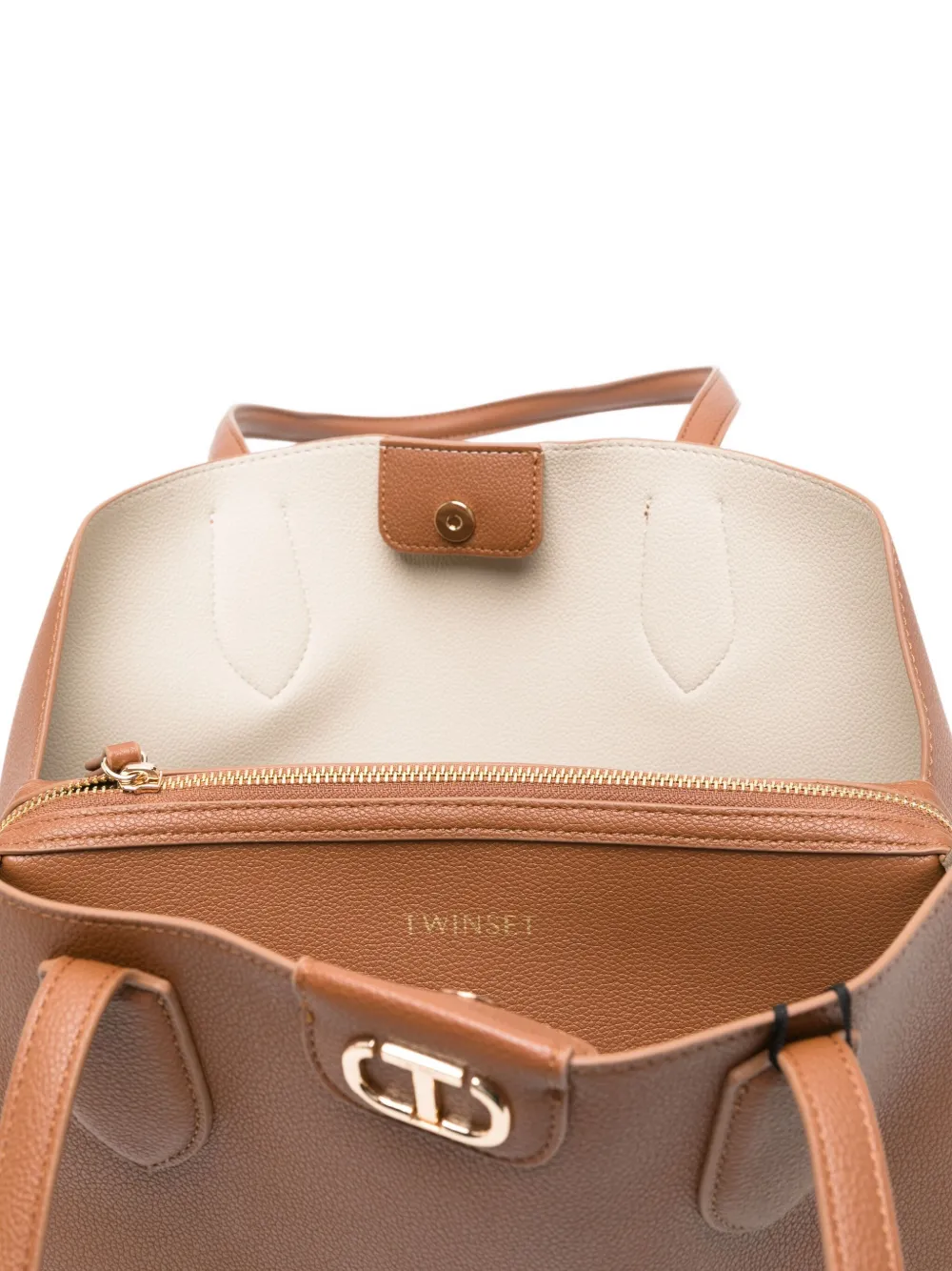 TWINSET Shopper met logo Bruin