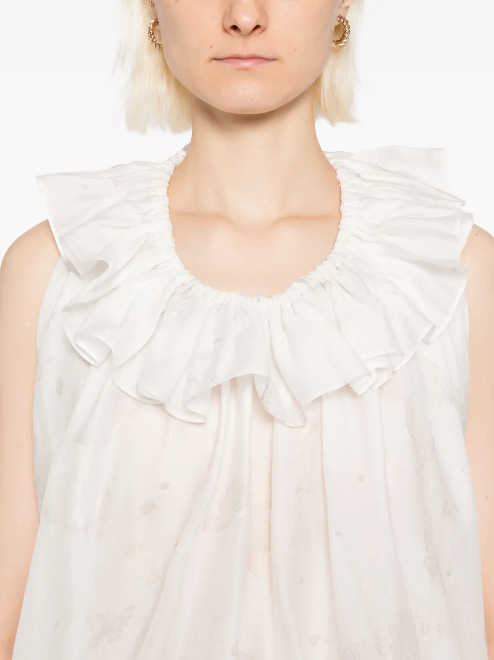Blaklace Butterfly-print Top In White