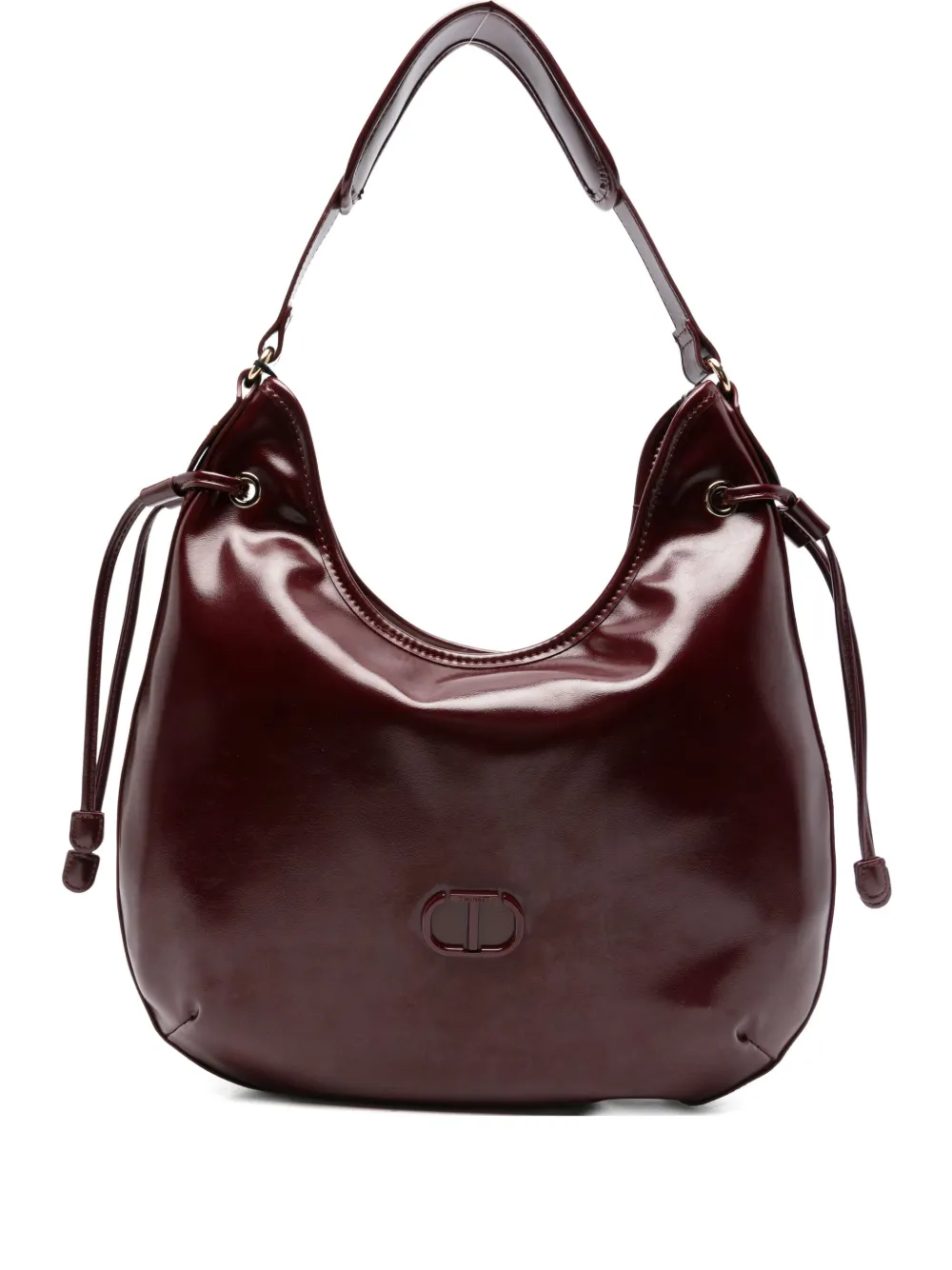 Twinset Glossy Drawstring-detail Tote Bag In Red