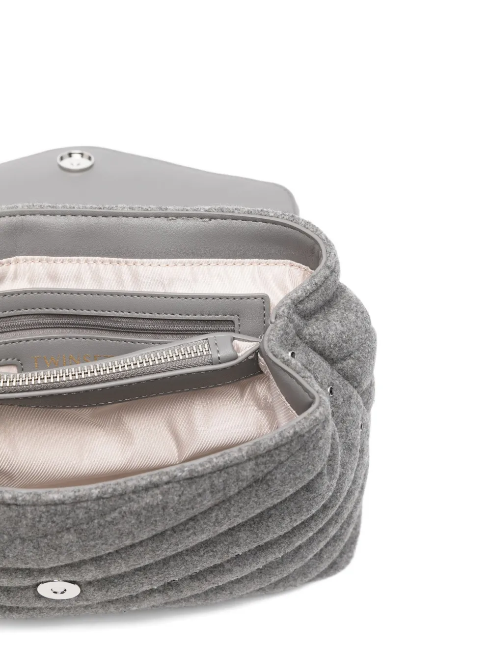Twinset Quilted Studded Crossbody Bag In Gray