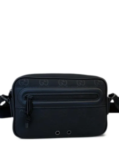 Gucci monogram embossed messenger bag
