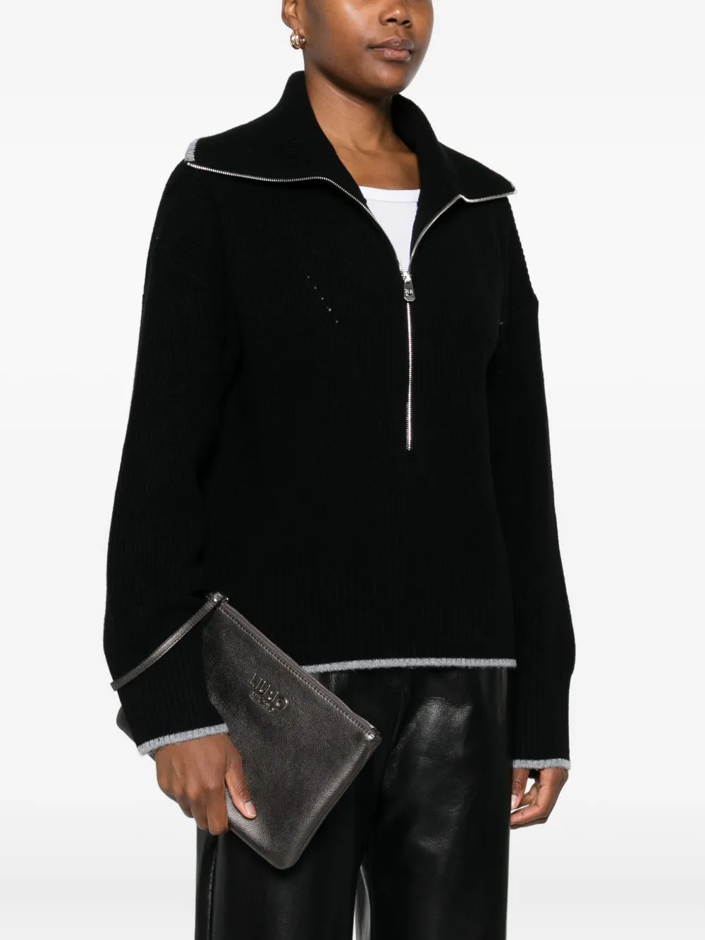Liu •jo Zip-top Clutch Bag In Gray