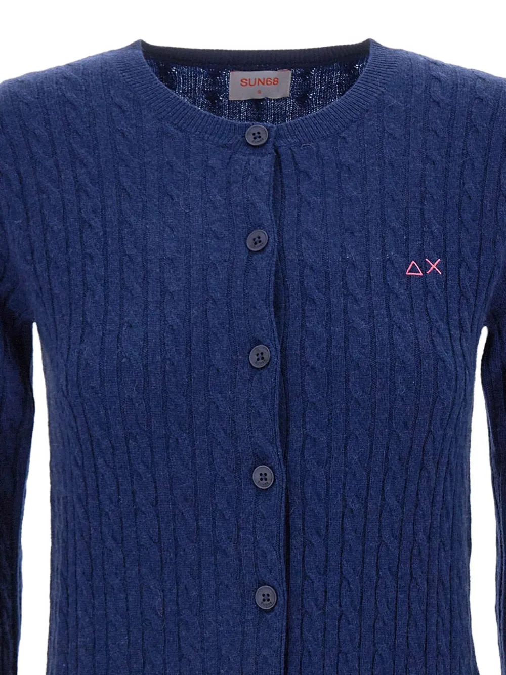 Sun68 Kabelgebreid vest Blauw